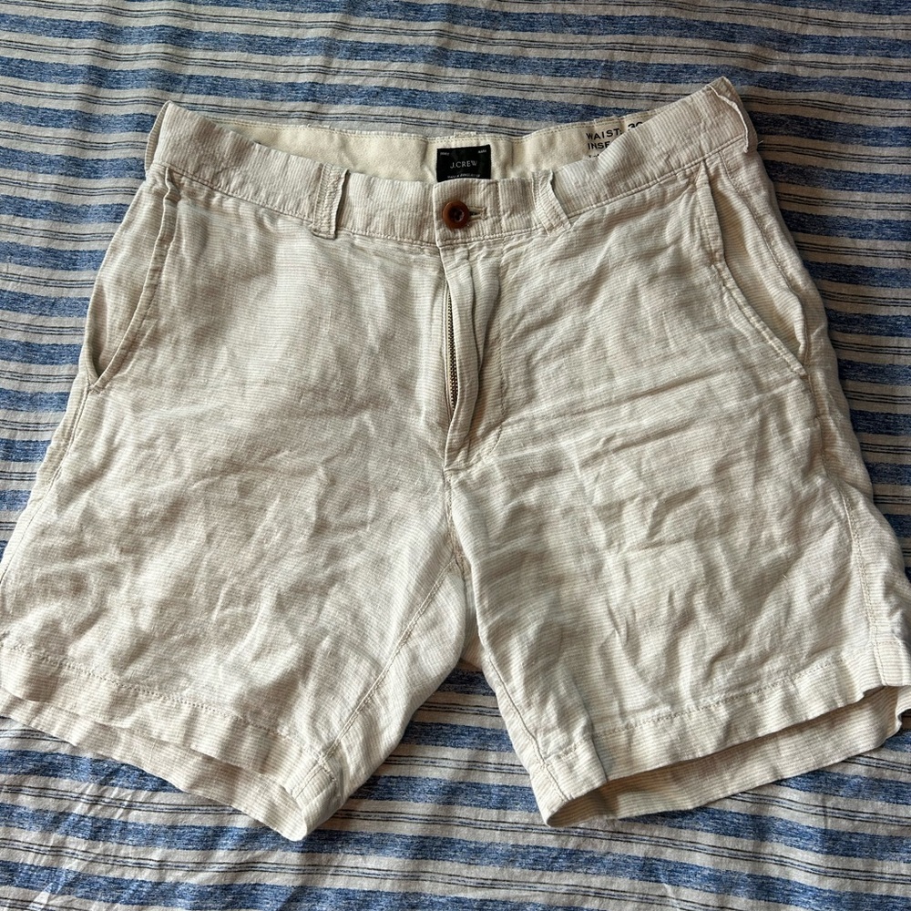 J. Crew Linen Khaki Shorts